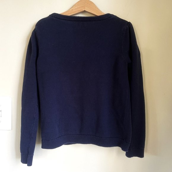 Gymboree Girls' Prep Head of the Class Apple Cardigan, Tidal Navy, Size 8 - Picture 2 of 6